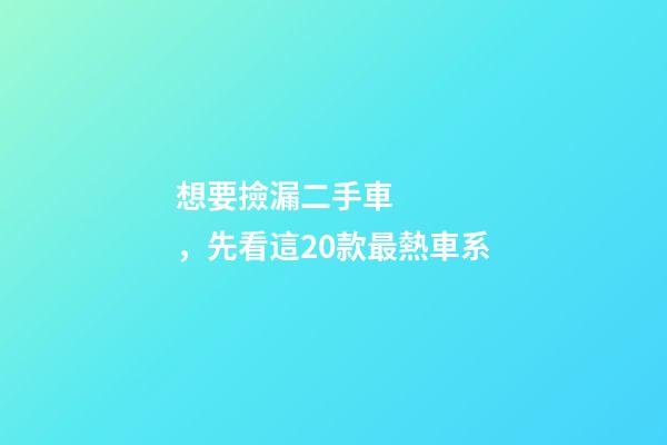 想要撿漏二手車，先看這20款最熱車系